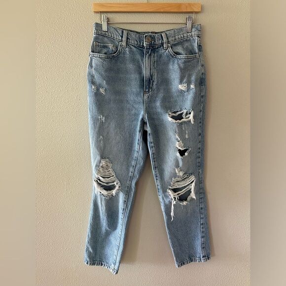 Garage Denim Vintage Straight Distressed High Waist Jeans Size 7 / 28 - Picture 1 of 4